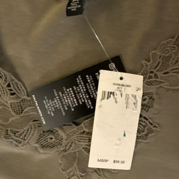 NWT Lauren Ralph Lauren Olive Green Embroidered Neckline 3/4 Sleeve Top Size 3X - Picture 4 of 10